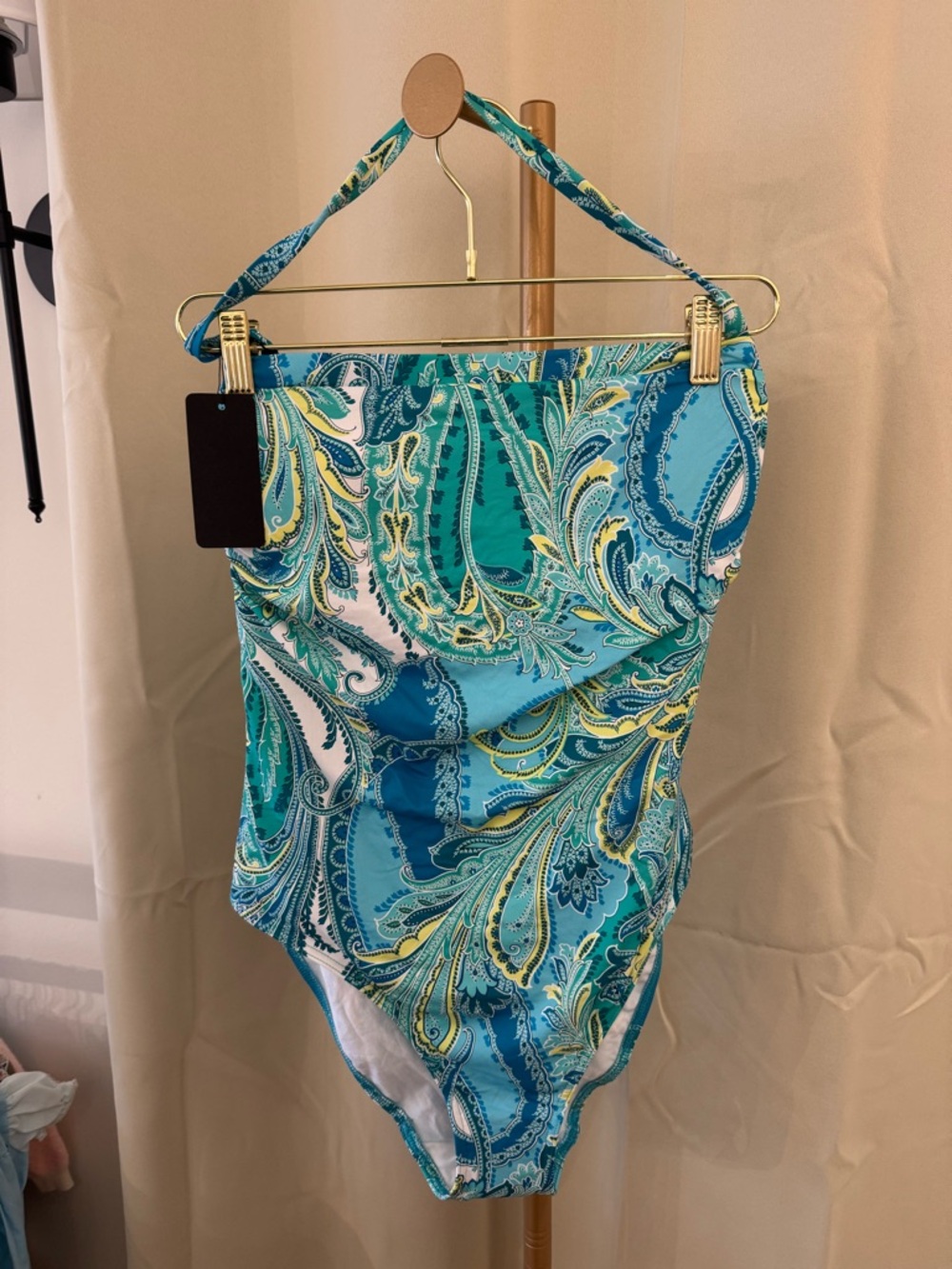 BRAND NEW W/ TAGS Ciao Bella Bandeau Paisley One Piece Blue & Yellow Swimsuit XL
